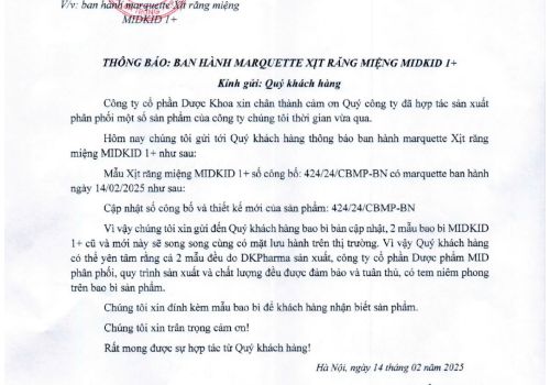 CẬP NHẬT MẪU BAO BÌ MỚI CHO XỊT RĂNG MIỆNG MIDKID 1+